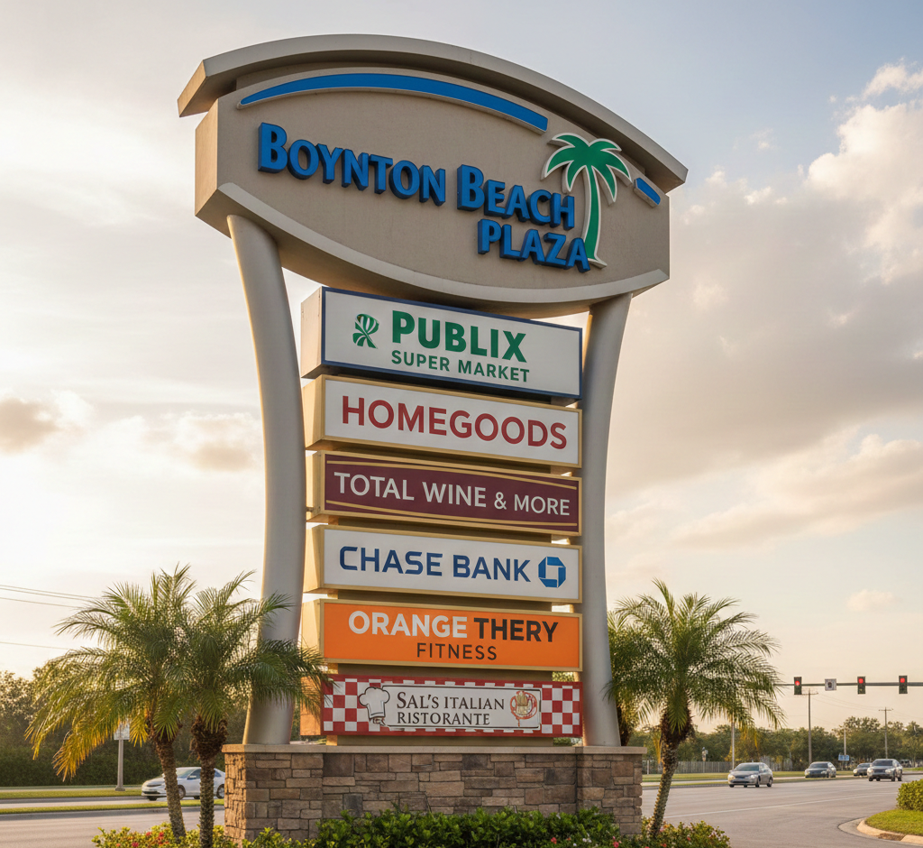Professional pylon signage in Boynton Beach showcasing eye-catching business signage
